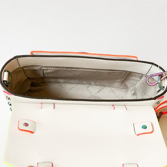 Michael Kors Manhattan Medium Top Handle Shoulder Crossbody Bag Optic White - Picture 12 of 14